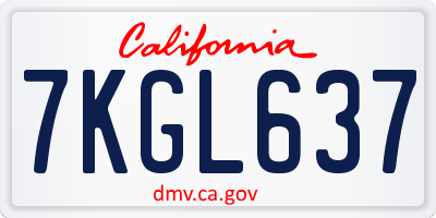 CA license plate 7KGL637