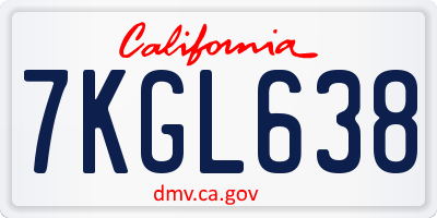 CA license plate 7KGL638