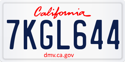 CA license plate 7KGL644
