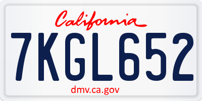CA license plate 7KGL652