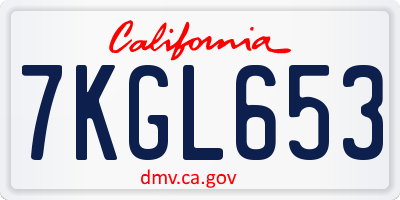CA license plate 7KGL653