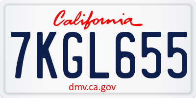 CA license plate 7KGL655