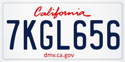 CA license plate 7KGL656