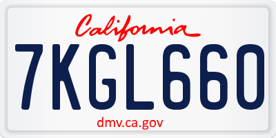 CA license plate 7KGL660