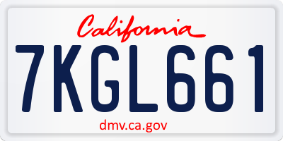 CA license plate 7KGL661