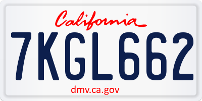 CA license plate 7KGL662
