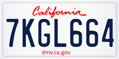 CA license plate 7KGL664