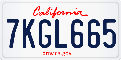 CA license plate 7KGL665