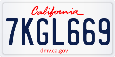 CA license plate 7KGL669