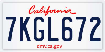 CA license plate 7KGL672