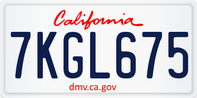 CA license plate 7KGL675