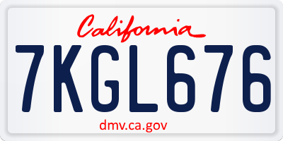CA license plate 7KGL676