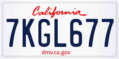 CA license plate 7KGL677