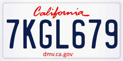 CA license plate 7KGL679