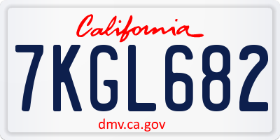 CA license plate 7KGL682