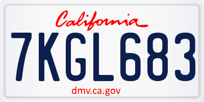 CA license plate 7KGL683