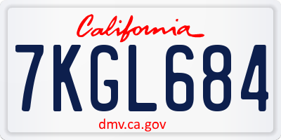 CA license plate 7KGL684