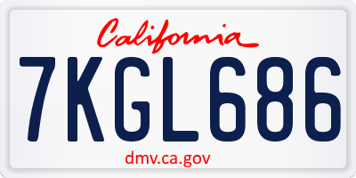 CA license plate 7KGL686