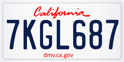 CA license plate 7KGL687