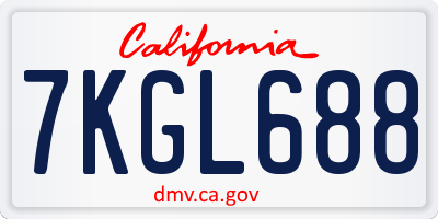 CA license plate 7KGL688