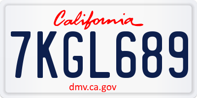 CA license plate 7KGL689