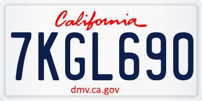 CA license plate 7KGL690