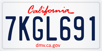 CA license plate 7KGL691