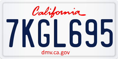 CA license plate 7KGL695