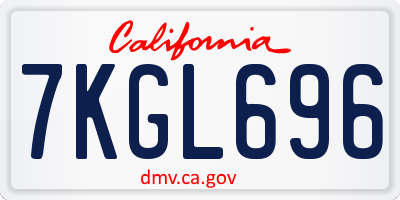 CA license plate 7KGL696