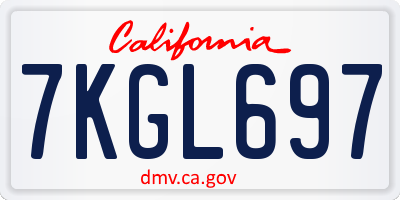CA license plate 7KGL697