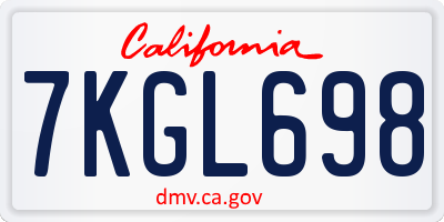 CA license plate 7KGL698