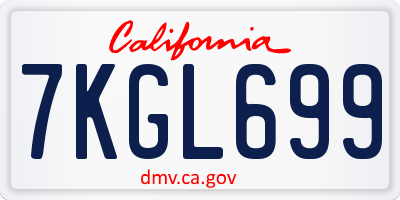 CA license plate 7KGL699