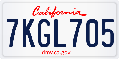 CA license plate 7KGL705