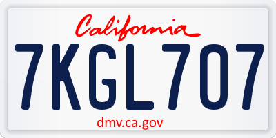 CA license plate 7KGL707