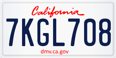 CA license plate 7KGL708