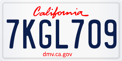CA license plate 7KGL709