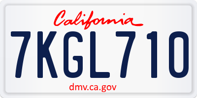 CA license plate 7KGL710