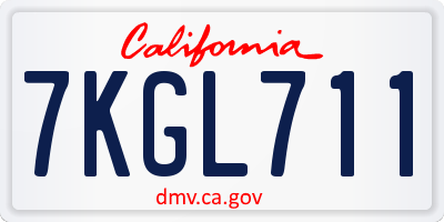 CA license plate 7KGL711