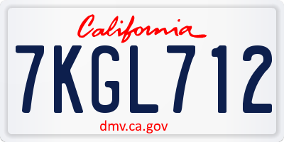 CA license plate 7KGL712