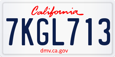 CA license plate 7KGL713