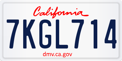 CA license plate 7KGL714