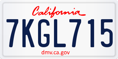 CA license plate 7KGL715
