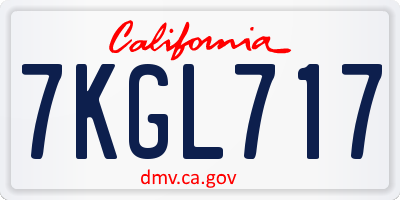 CA license plate 7KGL717