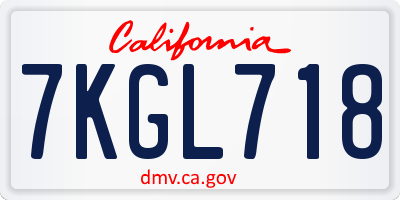 CA license plate 7KGL718