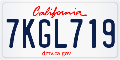 CA license plate 7KGL719