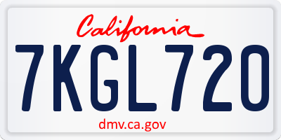 CA license plate 7KGL720
