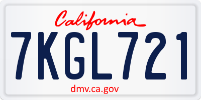 CA license plate 7KGL721