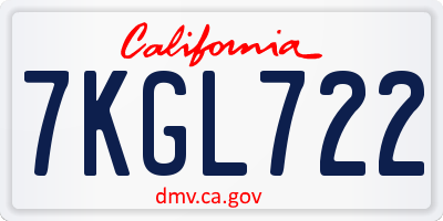 CA license plate 7KGL722