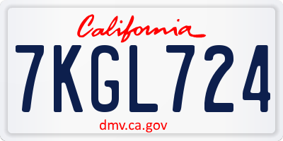 CA license plate 7KGL724