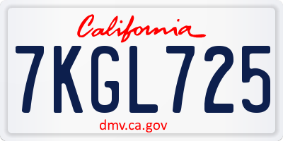 CA license plate 7KGL725
